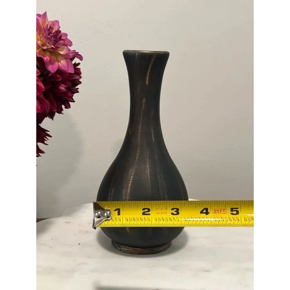 Black Ceramic Vase Antique Gold Distressedo Gothic Whimsigoth Decor